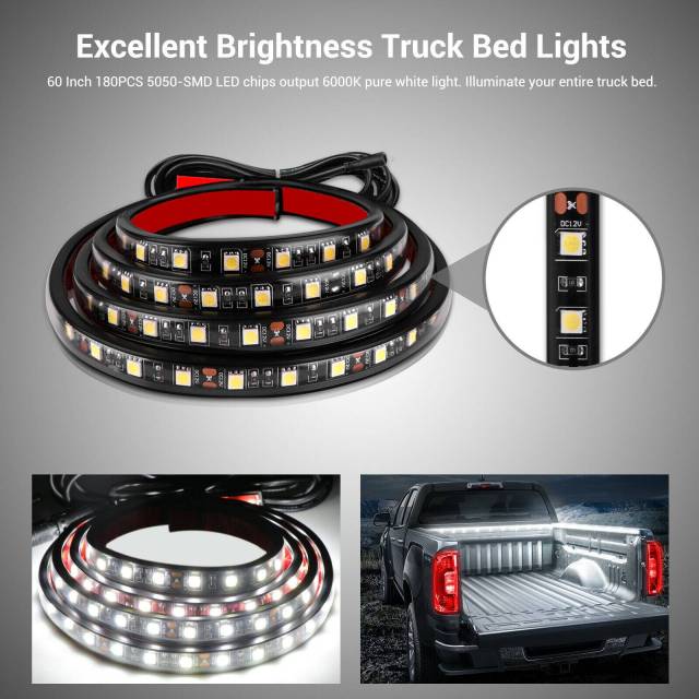 2X 60&quot; LED BAR TRUCK BED LIGHTS CARGO WORK STRIPS KIT FOR CHEVY FORD DODGE GMC