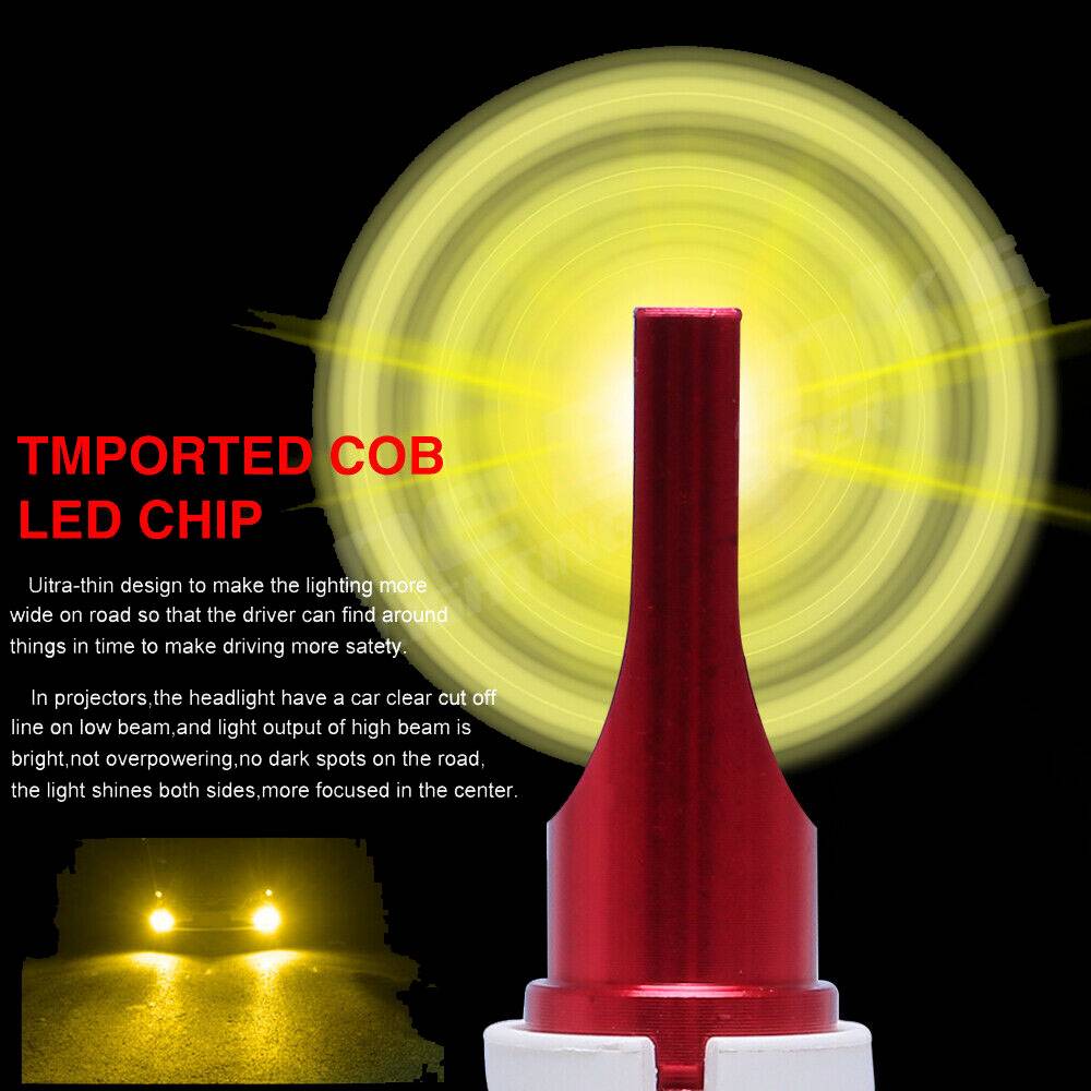 4x 9005 9006 Combo LED Headlight Kit Hi/Lo Beam Bulbs 3000K Super Yellow Light