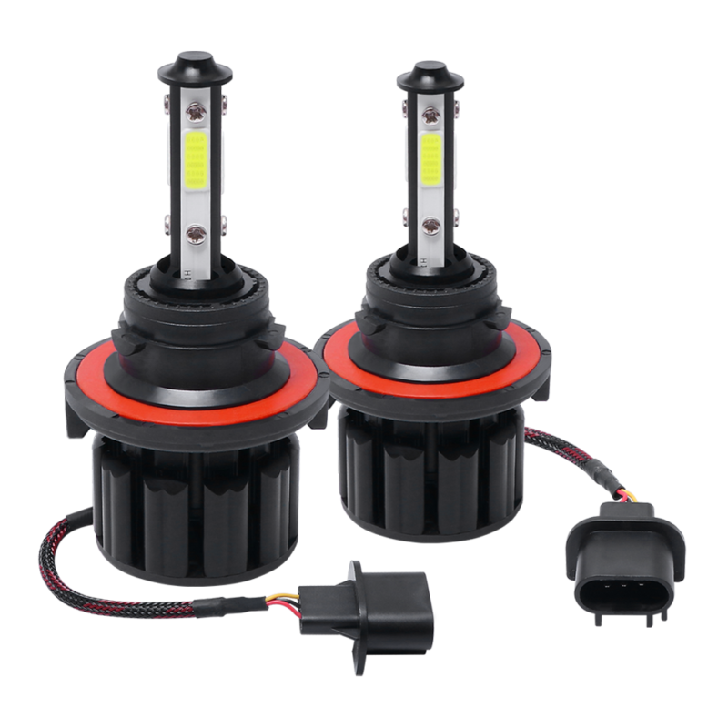 4PCS 4-sided H13 COB LED Headlight Kit Hi/Lo Beam Bulb White 6000K