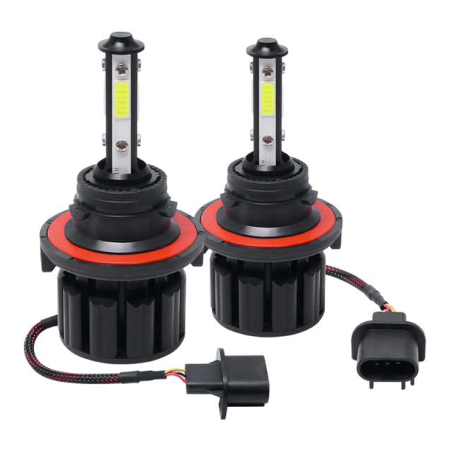 4PCS 4-sided H13 COB LED Headlight Kit Hi/Lo Beam Bulb White 6000K