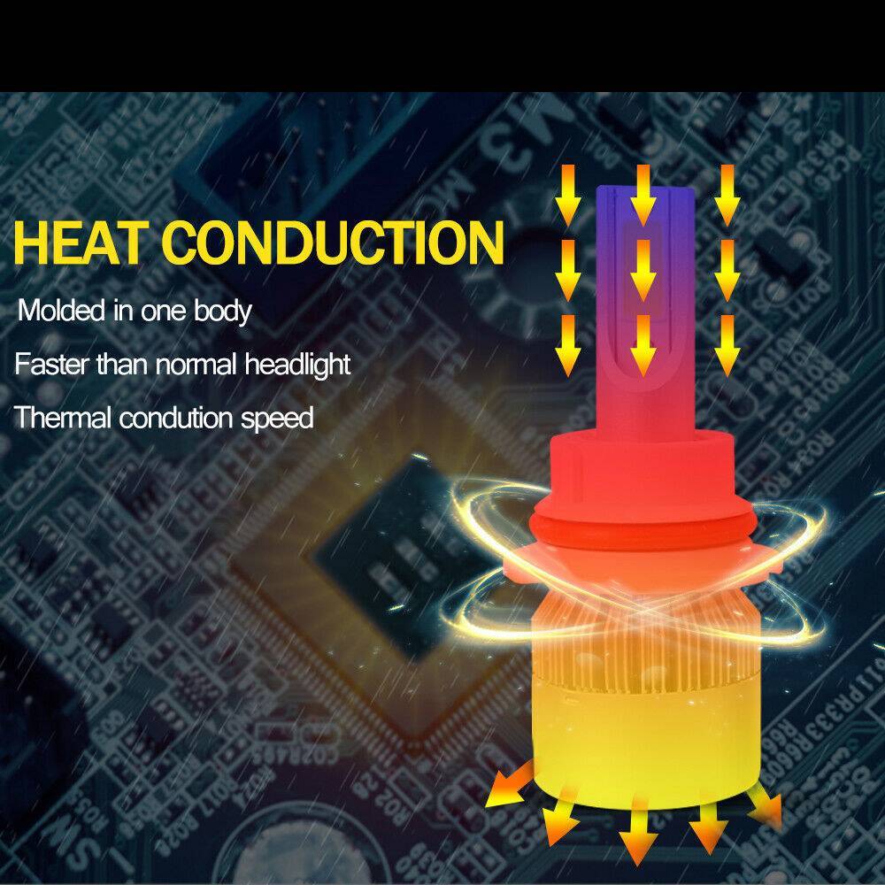 2PCS 9004 LED Headlight Bulb Conversion Kit High+Low Beam 6000K