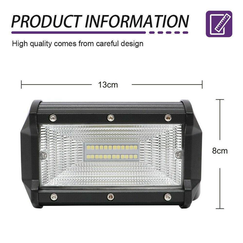 2PCS 72W Working Floodlight LED Light Bar Drive Fog Light Off-road 4WD