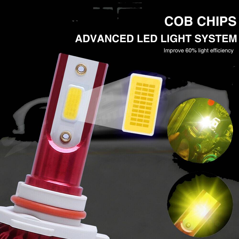 4x 9005 9006 Combo LED Headlight Kit Hi/Lo Beam Bulbs 3000K Super Yellow Light
