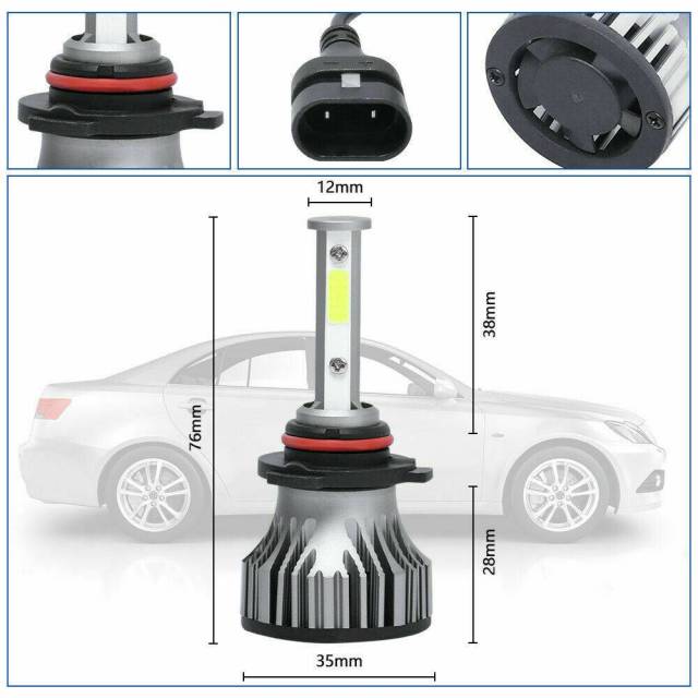 6PCS 4-sided 9005 9006 H11 LED Combination Headlight High Beam Fog Light Kit