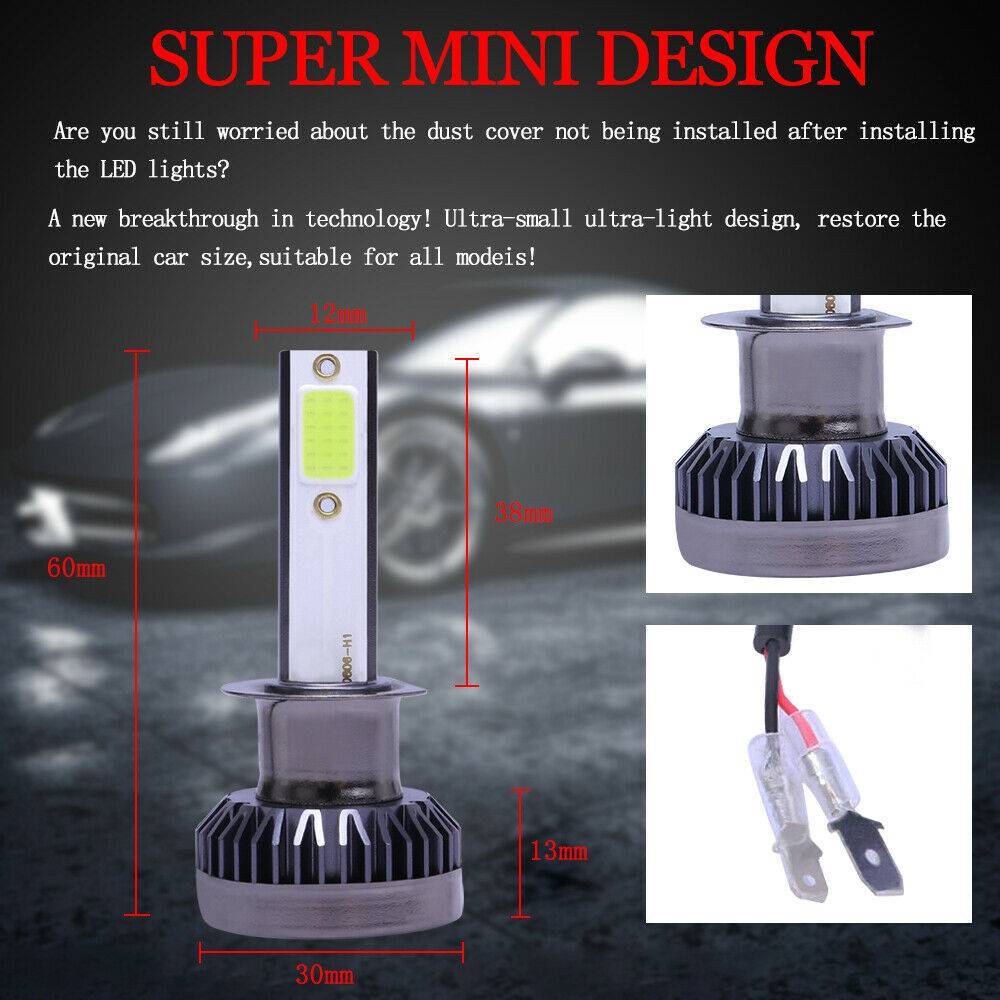 2PCS H1 LED Headlight Bulb High Beam/low Beam Bulb Conversion Kit 8000k Blue