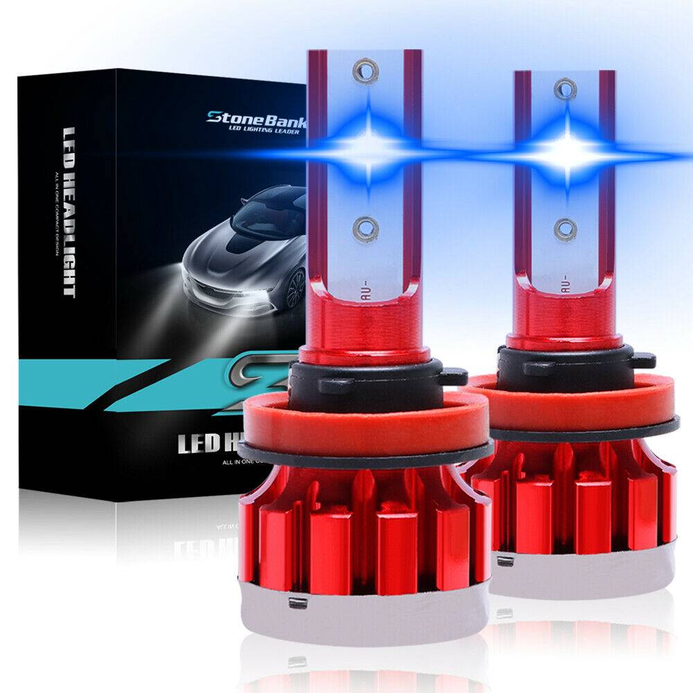 2PCS H11 LED Headlight Super Bright Bulb Kit 8000K Blue