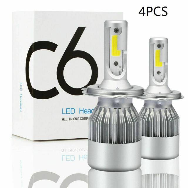 4PCS H4/9003 CREE LED Headlight Conversion Kit High/Low Beam 6000K Light Bulbs