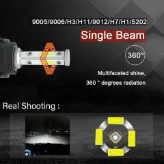 6PCS 4-sided 9005 9006 H11 LED Combination Headlight High Beam Fog Light Kit