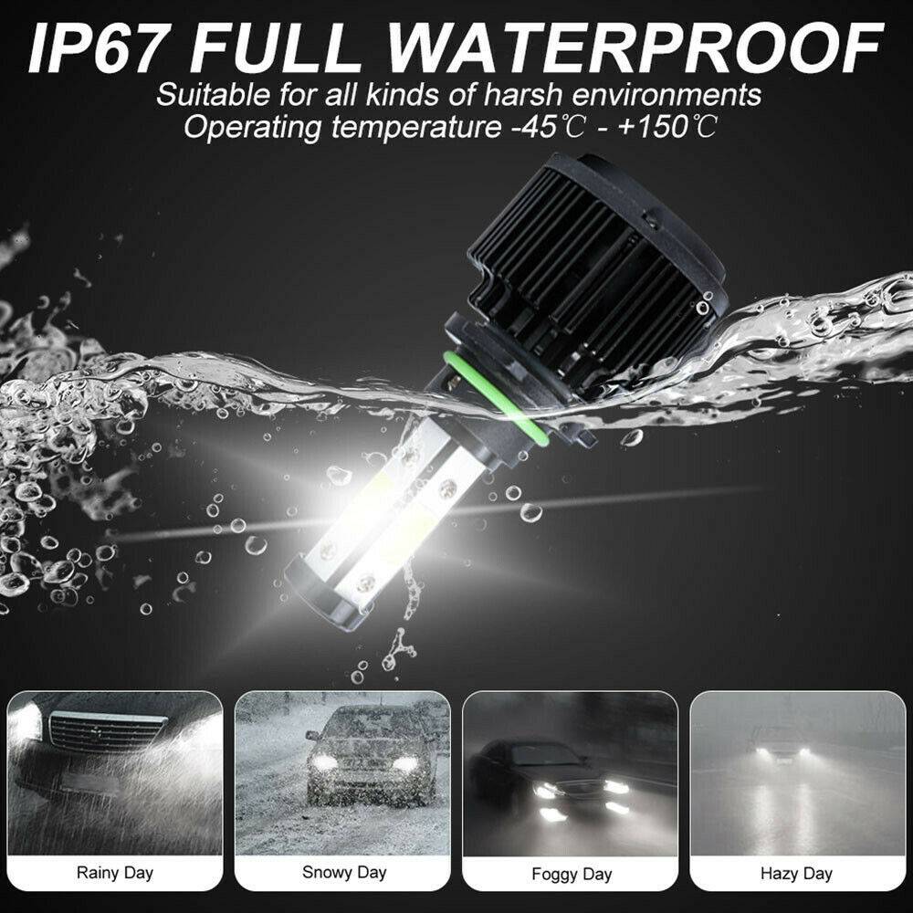 4PCS 4-side Luminous COB LED Low Beam/fog Light Kit 9006 6000K Bulb