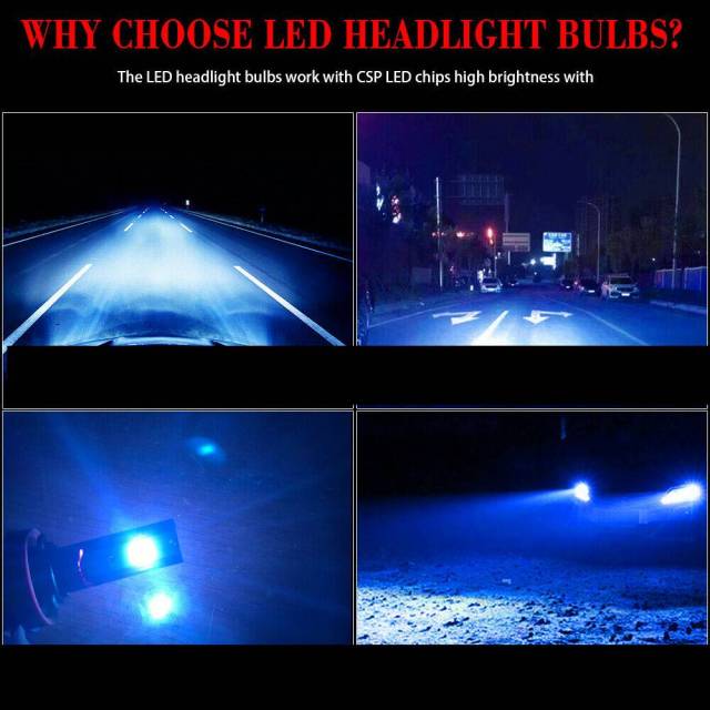 2pcs H7 CSP LED Headlight Conversion Kit High Low Beam Bulbs