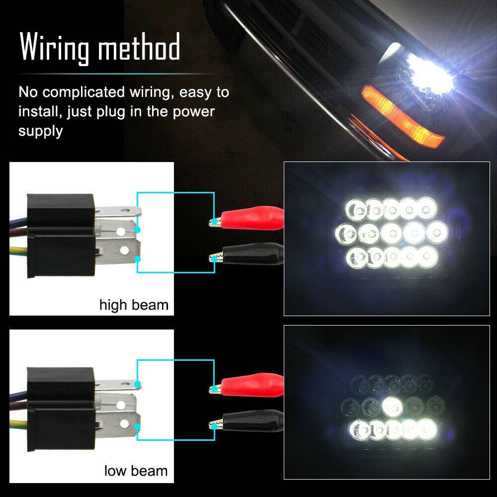 4PCS H6054 5x7" 7x6" LED Headlight High/Low Beam