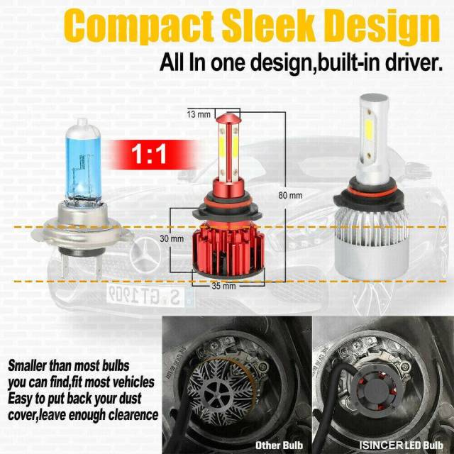 6PCS 9005 9006 H11 LED Combination Headlight High Beam Low Beam Fog Light Kit