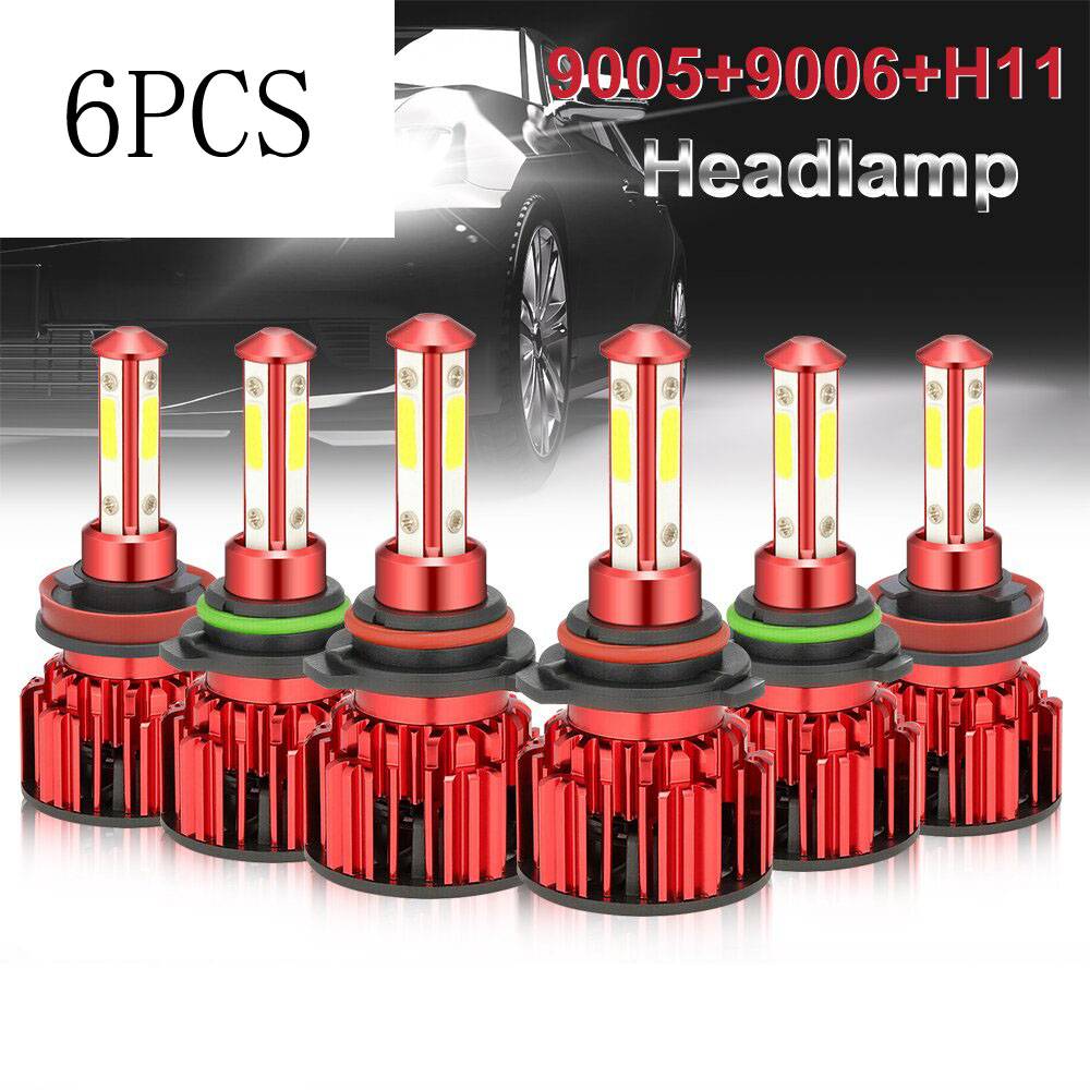 6PCS 9005 9006 H11 LED Combination Headlight High Beam Low Beam Fog Light Kit