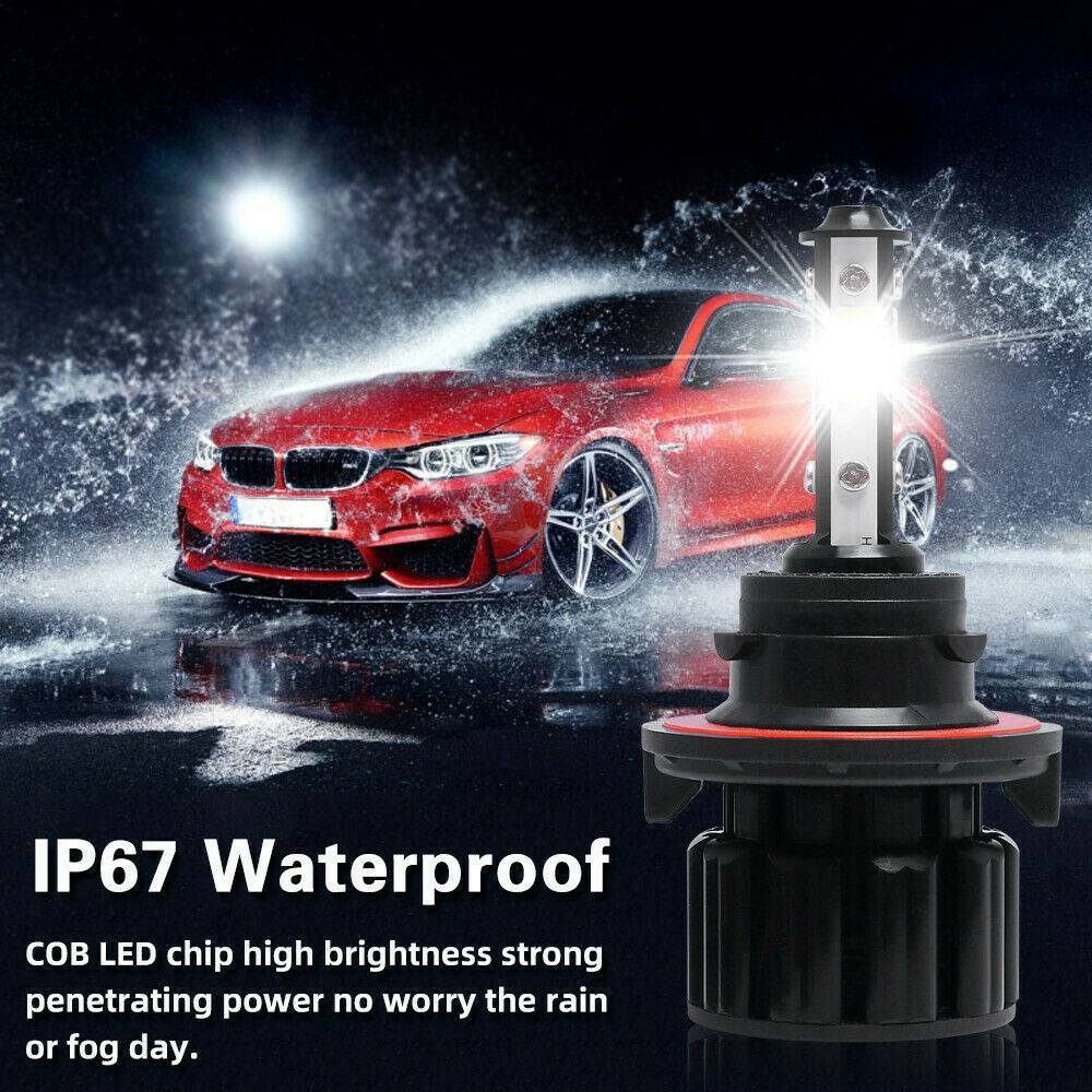 4PCS 4-sided H13 COB LED Headlight Kit Hi/Lo Beam Bulb White 6000K