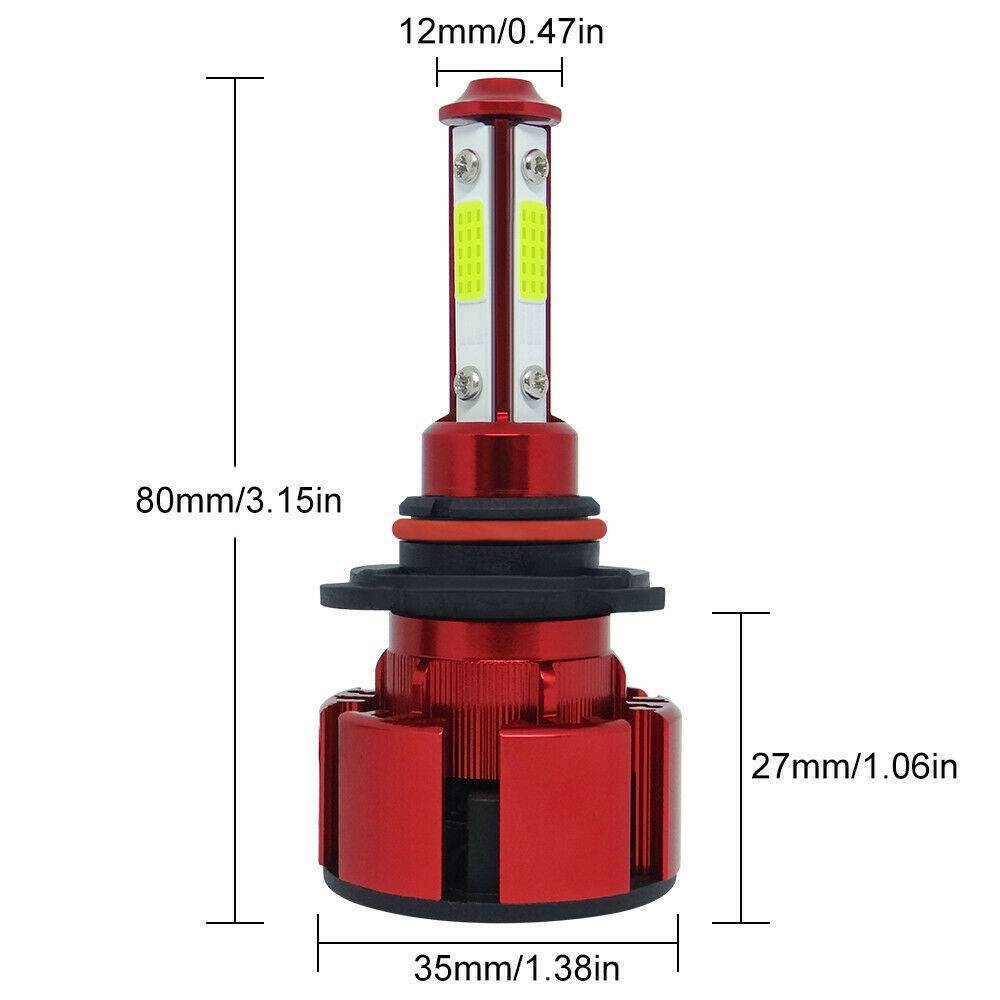 4PCS 4 Side 9005+9006 LED Headlight Hulb Kit High/Low Light Light Bright 6000K