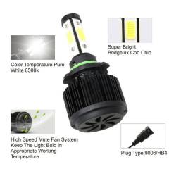 4PCS 4-side Luminous COB LED Low Beam/fog Light Kit 9006 6000K Bulb