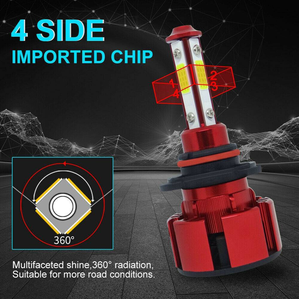 4PCS 4 Side 9005+9006 LED Headlight Hulb Kit High/Low Light Light Bright 6000K
