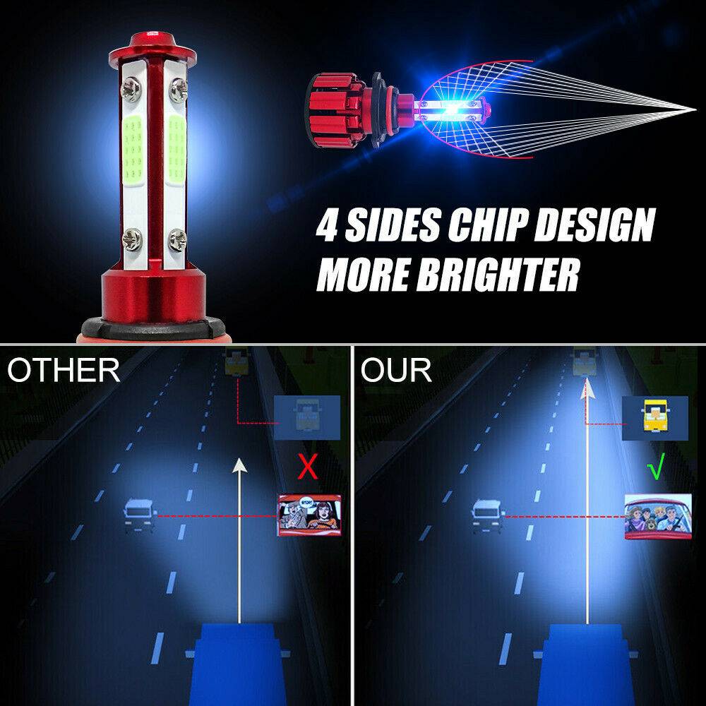 6PCS 9005 9006 H11 LED Combo Headlight Fog Light Kit High Low Beam Bulb 8000K