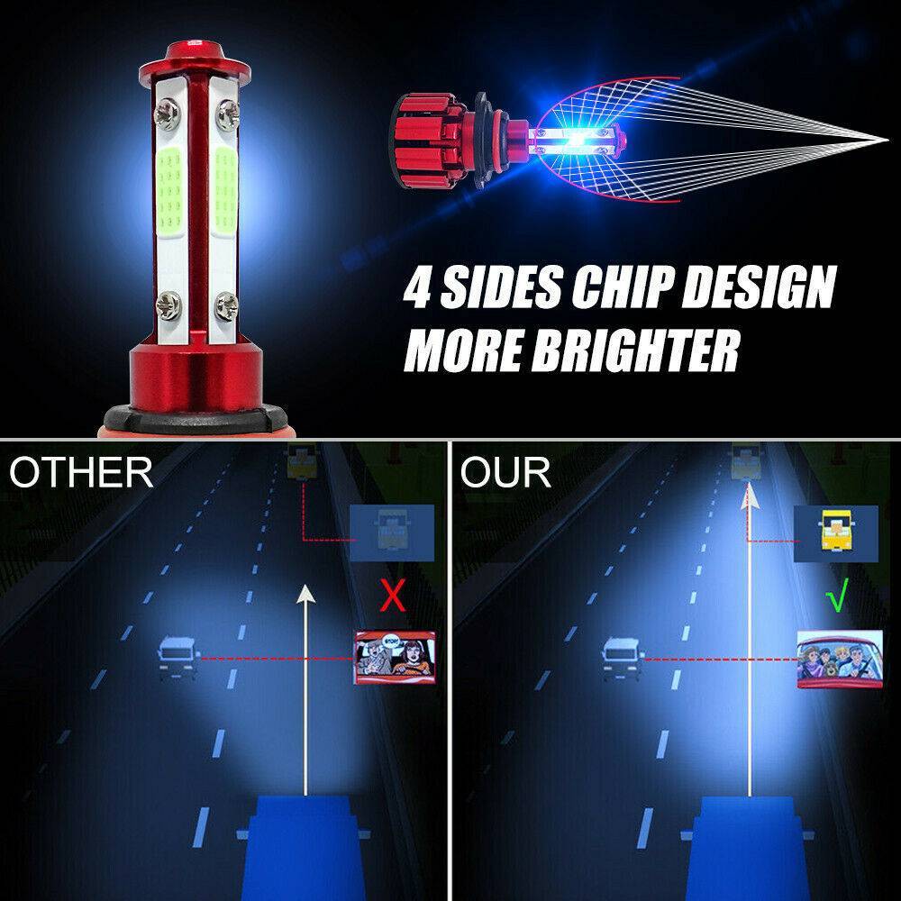 6PCS 9005 9006 H11 LED Combo Headlight Fog Light Kit High Low Beam Bulb 8000K