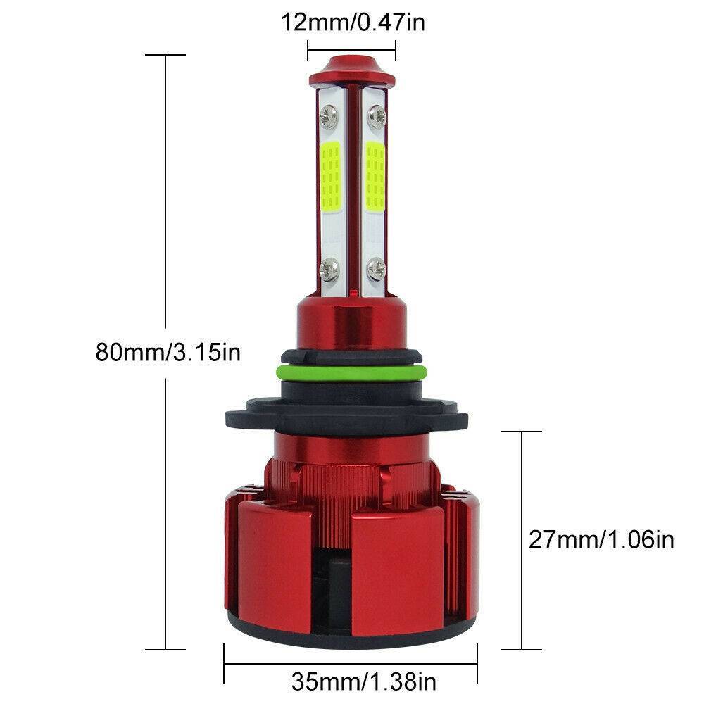 4PCS 4 Side 9005+9006 LED Headlight Hulb Kit High/Low Light Light Bright 6000K