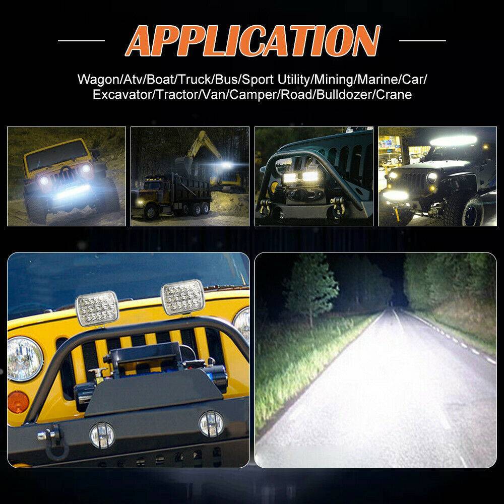 4PCS H6054 5x7" 7x6" LED Headlight High/Low Beam
