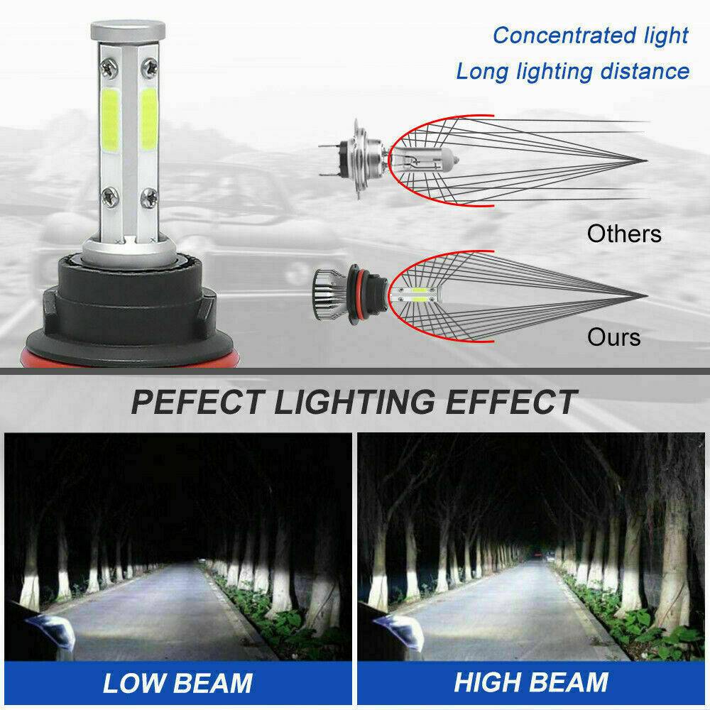 6PCS 4-sided 9005 9006 H11 LED Combination Headlight High Beam Fog Light Kit