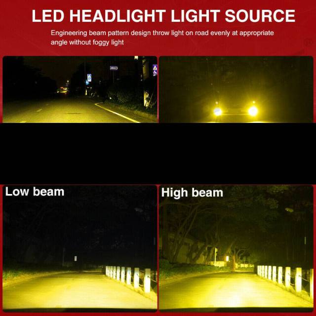 4x 9005 9006 Combo LED Headlight Kit Hi/Lo Beam Bulbs 3000K Super Yellow Light