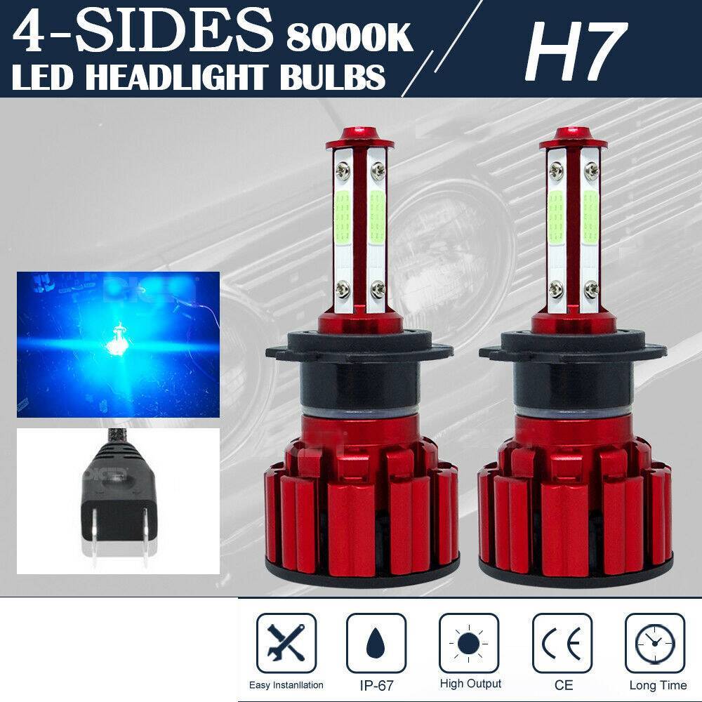 2PCS H7 LED Headlamp High Beam/low Beam Bulb Kit 8000K