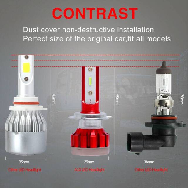 2pcs H7 CSP LED Headlight Conversion Kit High Low Beam Bulbs