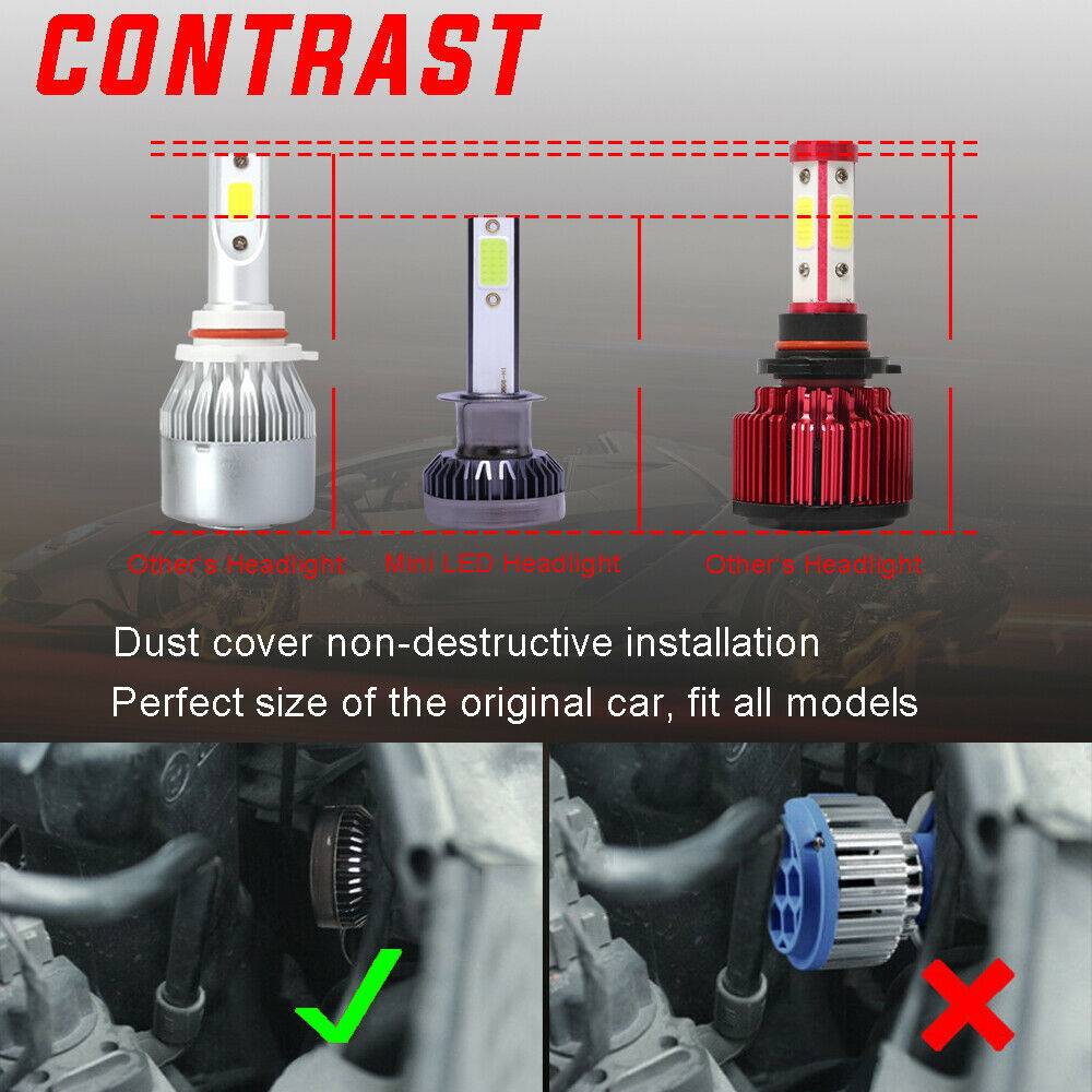 2PCS H1 LED Headlight Bulb High Beam/low Beam Bulb Conversion Kit 8000k Blue