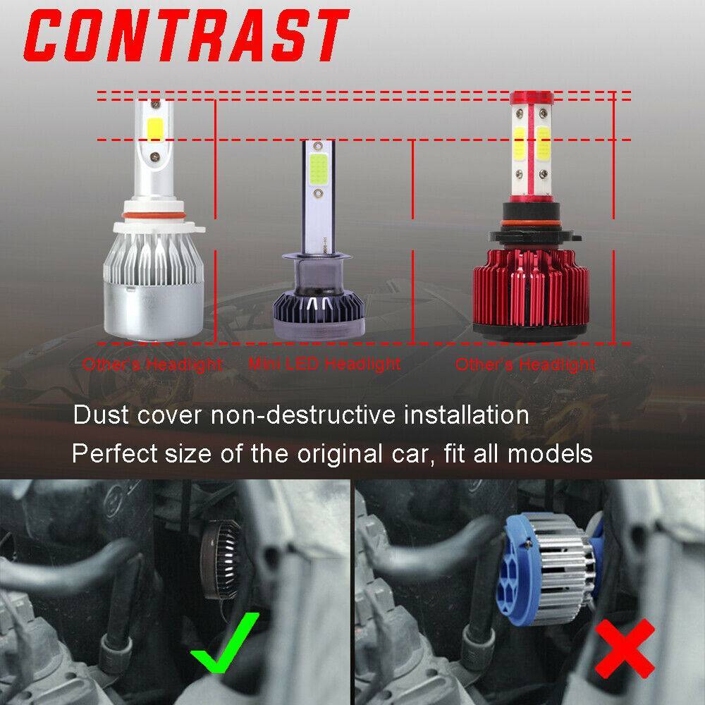 2PCS H1 LED Headlight Bulb High Beam/low Beam Bulb Conversion Kit 8000k Blue