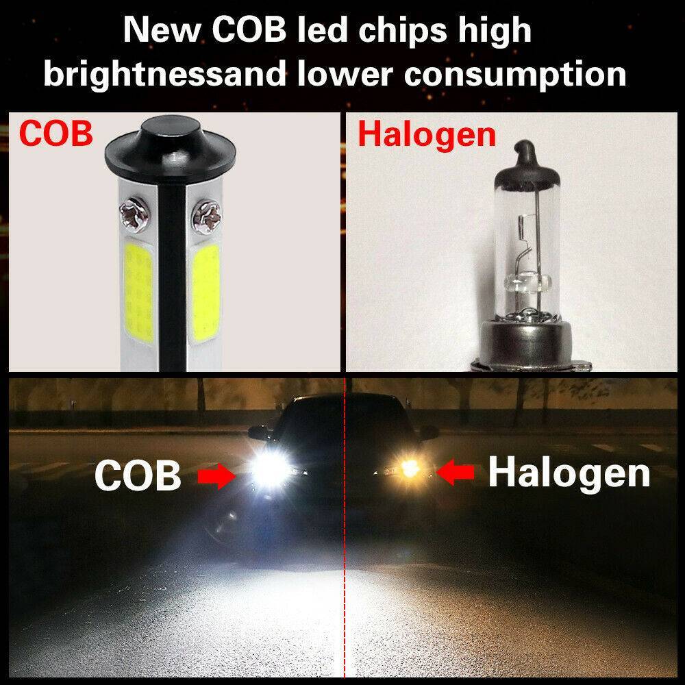 4PCS 4-sided H13 COB LED Headlight Kit Hi/Lo Beam Bulb White 6000K