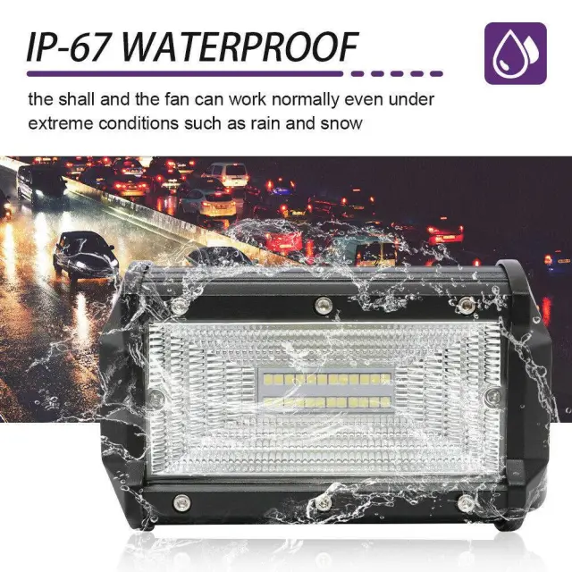 2PCS 72W Working Floodlight LED Light Bar Drive Fog Light Off-road 4WD