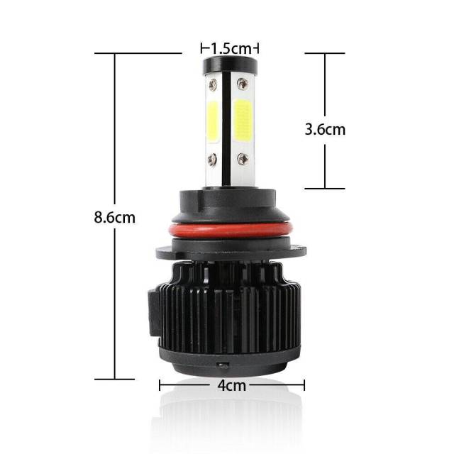 2PCS 4-sided 9007 LED Headlight High and Low Light Bulb Decoding