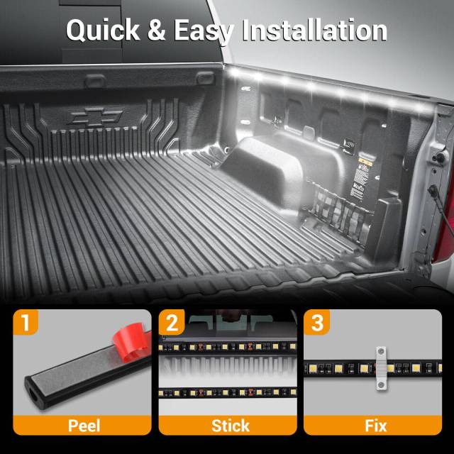 2X 60" LED BAR TRUCK BED LIGHTS CARGO WORK STRIPS KIT FOR CHEVY FORD DODGE GMC