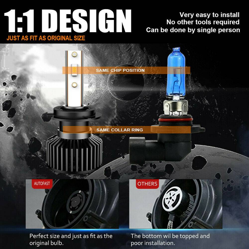 2 PCS H7 LED Headlight Bulb Kit High and Low Light White