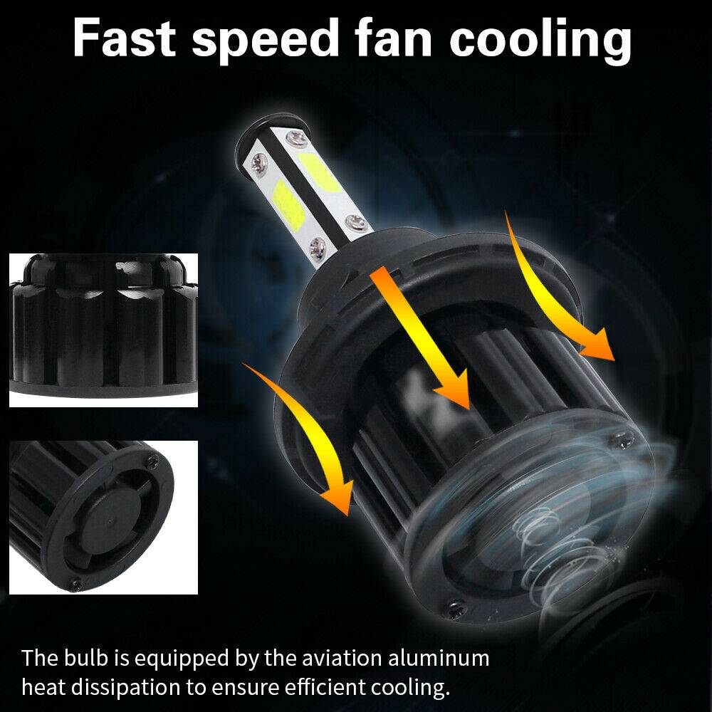 4PCS 4-sided H13 LED Headlight Bulb High Beam 6000K White