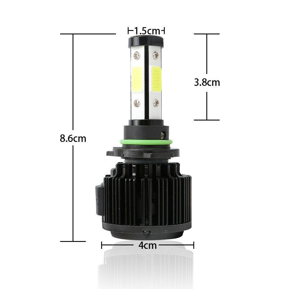 4PCS 4-side Luminous COB LED Low Beam/fog Light Kit 9006 6000K Bulb