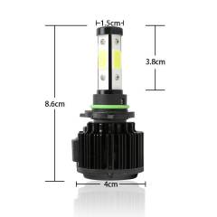 4PCS 4-side Luminous COB LED Low Beam/fog Light Kit 9006 6000K Bulb
