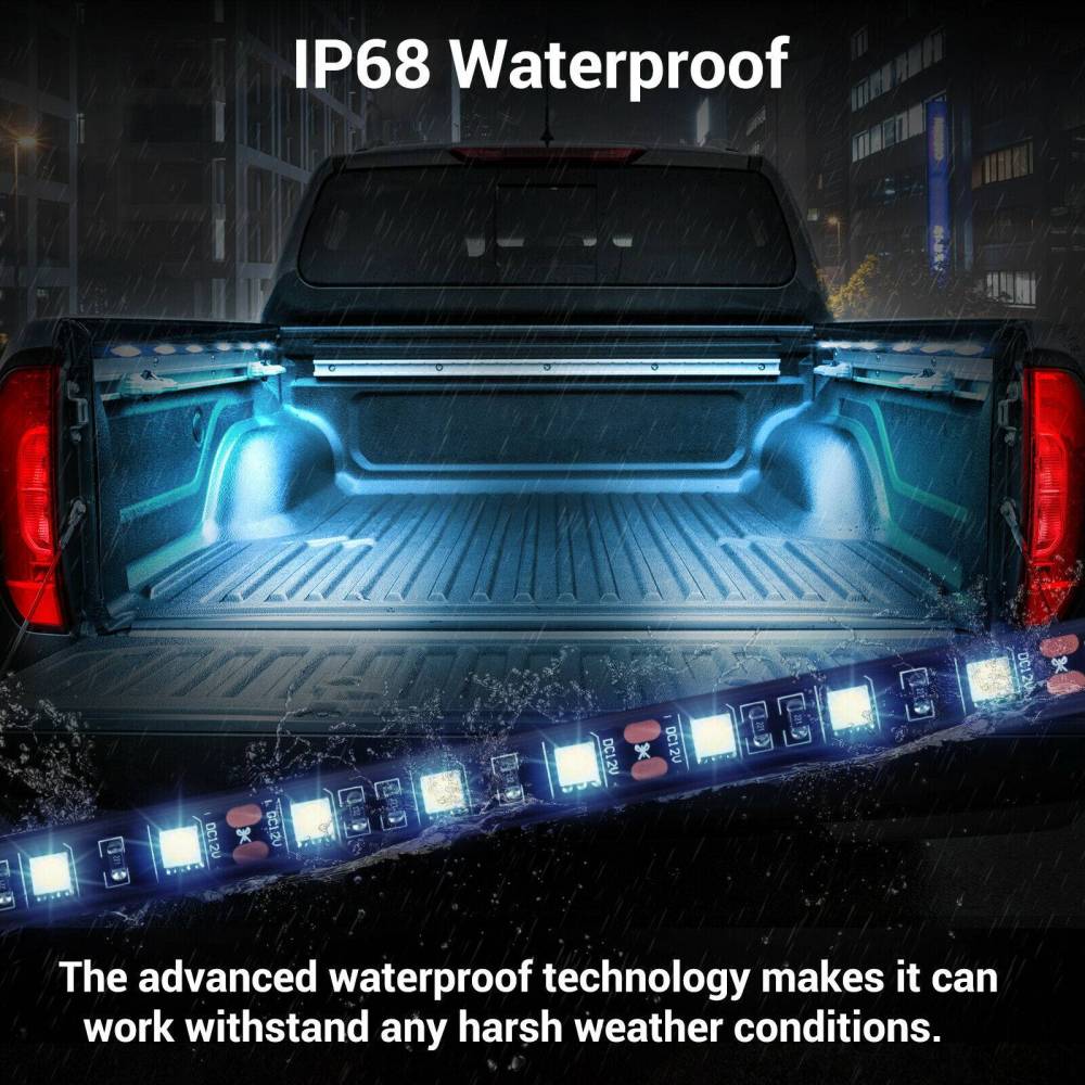 2X60"RGB Multicolor Truck Bed Light Strip Kit APP Bluetooth Control Jeep Pickup