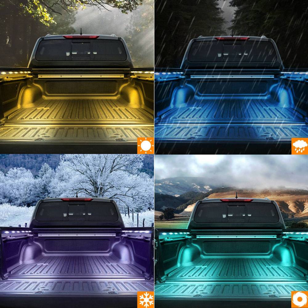 2X60"RGB Multicolor Truck Bed Light Strip Kit APP Bluetooth Control Jeep Pickup