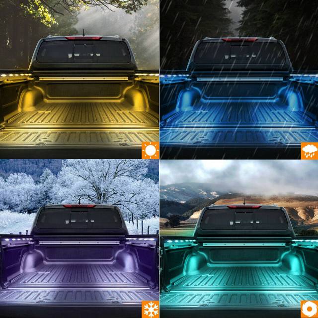 2X60&quot;RGB Multicolor Truck Bed Light Strip Kit APP Bluetooth Control Jeep Pickup