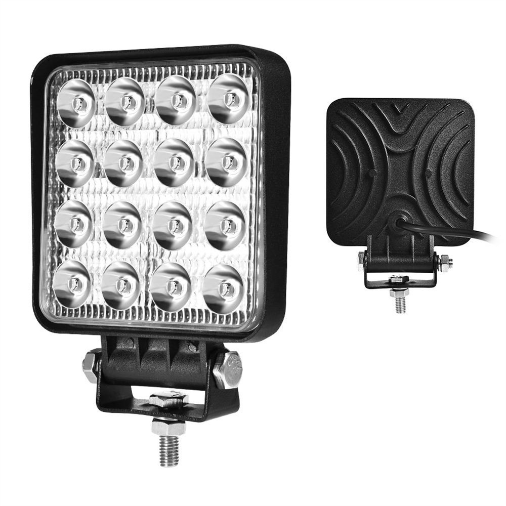 Square 48W LED Work Light 12V 24V Off Road Flood Spot Lamp For Car Truck SUV