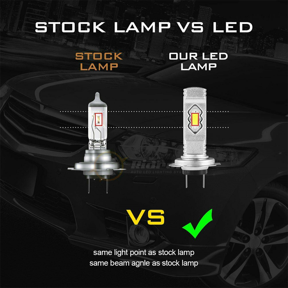 2X H7 LED Headlight Bulb Conversion Kit High Low Beam 3000K Yellow 20000LM