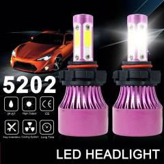2PCS 4 Sides LED Headlight 5202 Fog Light Hi/Lo Beams 6000K Bulbs