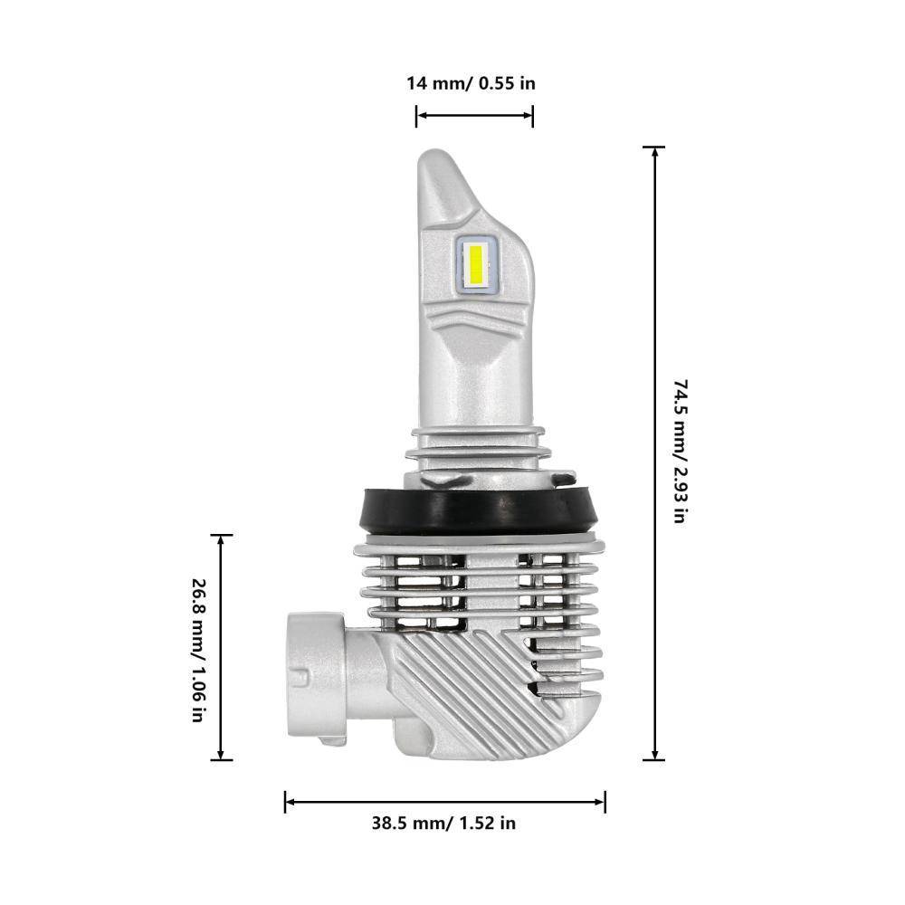 2Pcs H11/H8/H9 LED Headlight Bulbs High Beam Conversion Kit 6000K Bright White