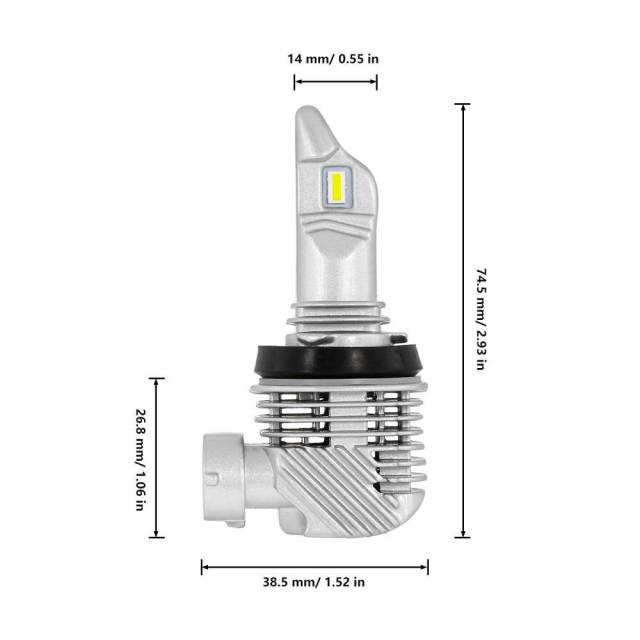 2Pcs H11/H8/H9 LED Headlight Bulbs High Beam Conversion Kit 6000K Bright White