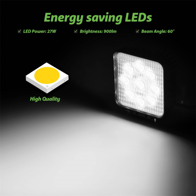 27W Work Light Waterproof and Dust-proof Work Lamp for Bicycle Truck