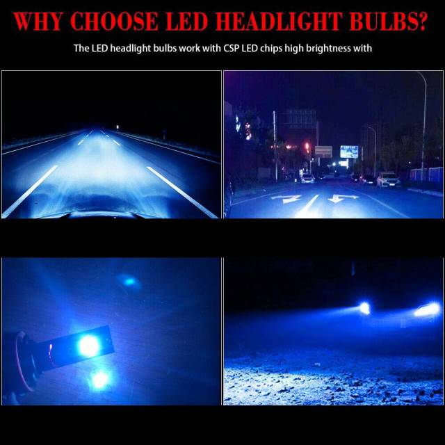 4X 10000K Blue 9005 9006 COMBO CSP LED Headlight Bulbs 120W 32000LM Hi Low Beam