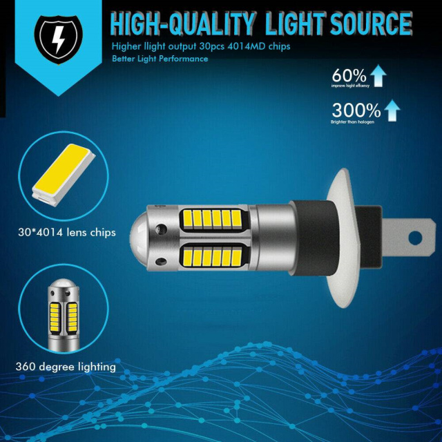 2Pcs H1 LED Headlight Bulbs Conversion Kit Hi/Low Beam Fog Light 35W White